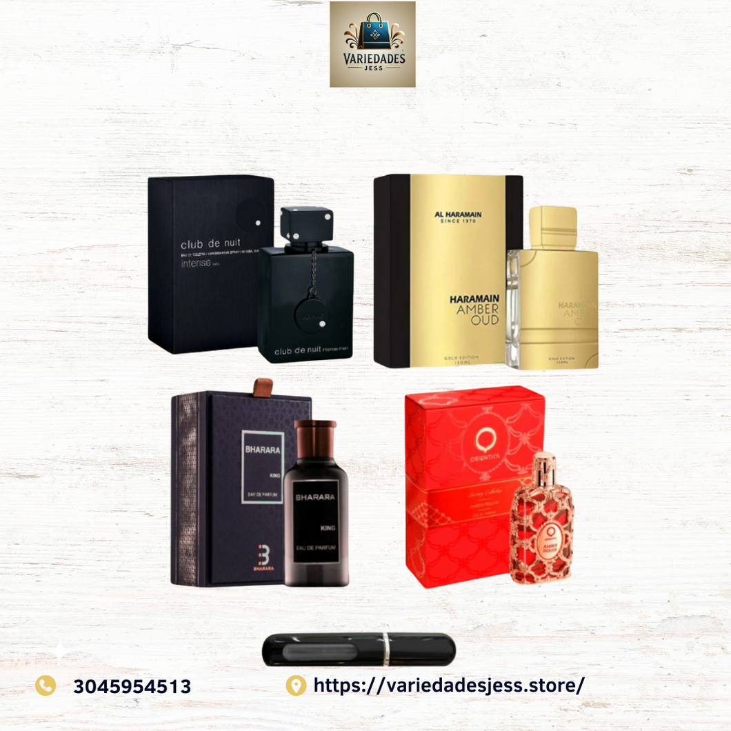 ✨ Kit Exclusivo de 4 Perfumes Premium + Perfumero de Regalo ✨